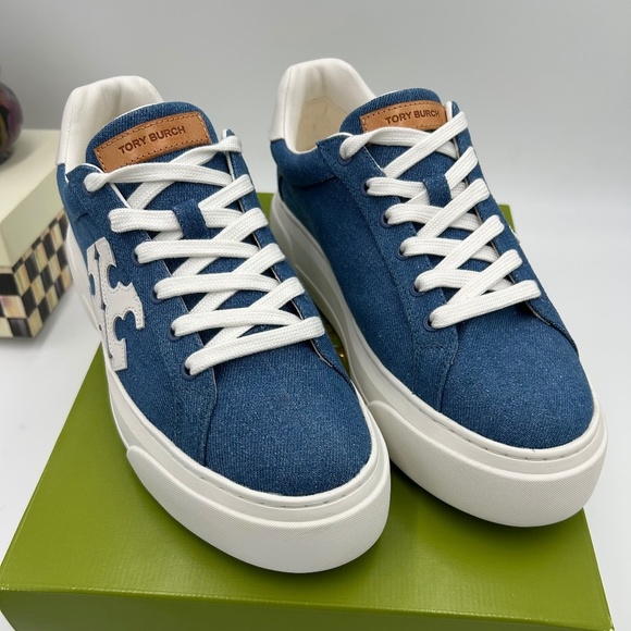 Women’s Tory Burch denim platform sneakers size 9.5